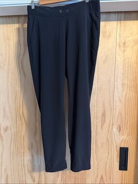 Athleta Black Straight-Leg Pull-On Pants with Grommet Detail